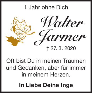 Traueranzeige von Walter Jarmer von Heidenheimer Zeitung