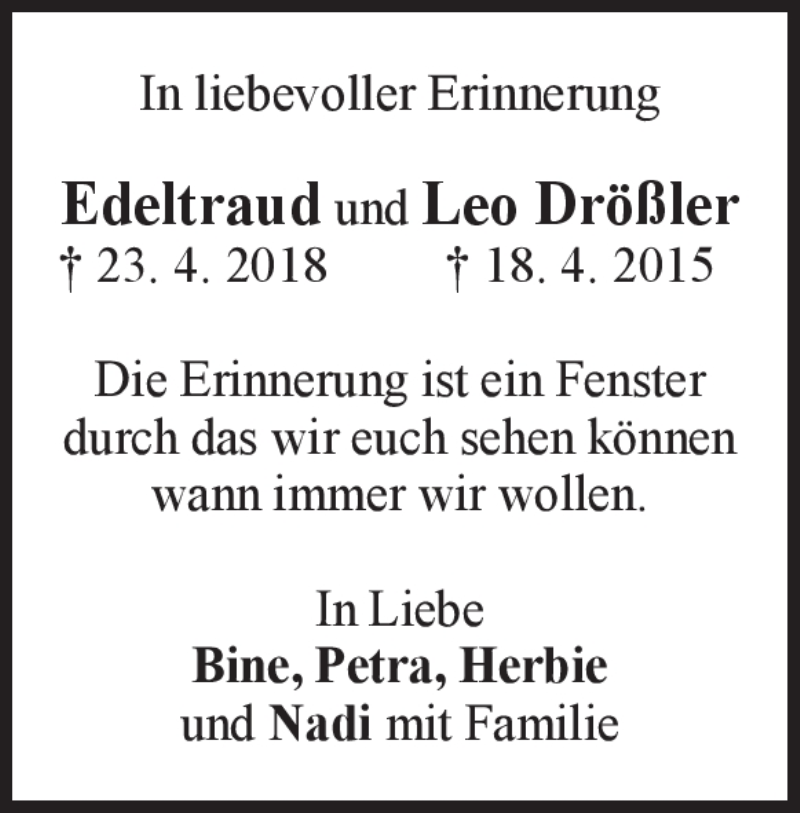  Traueranzeige für Edeltraud Drößler vom 23.04.2021 aus Heidenheimer Zeitung