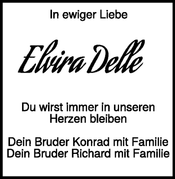 Traueranzeige von Elvira Delle von Heidenheimer Zeitung