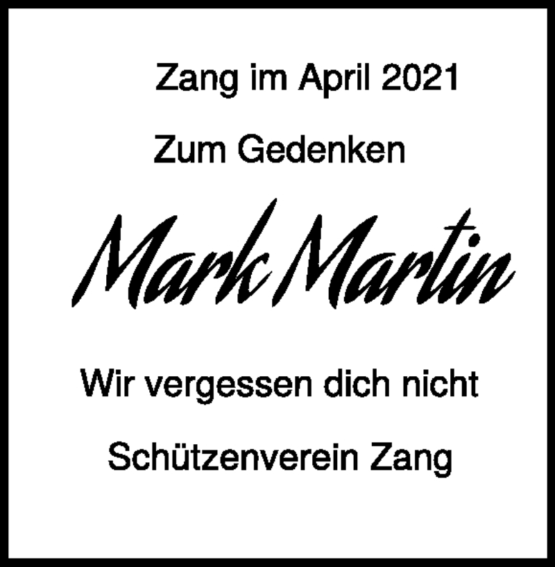  Traueranzeige für Mark Martin vom 29.04.2021 aus Heidenheimer Zeitung
