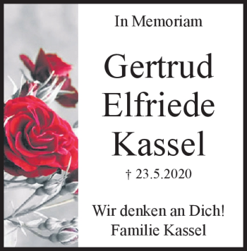 Traueranzeige von Gertrud Kassel von Heidenheimer Zeitung