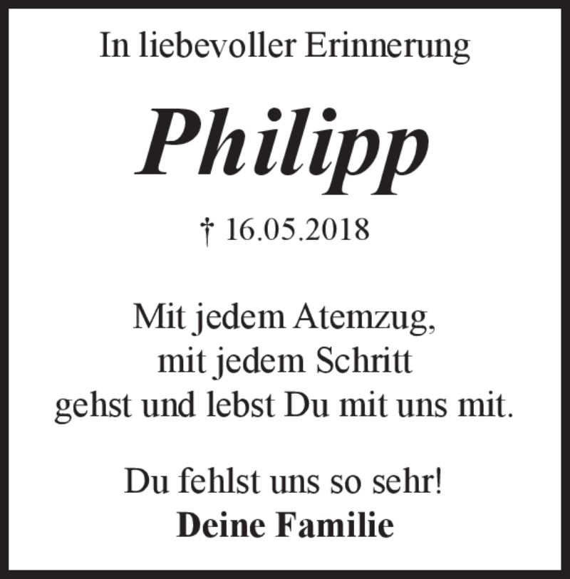  Traueranzeige für Philipp Wenzlaw vom 15.05.2021 aus Heidenheimer Zeitung