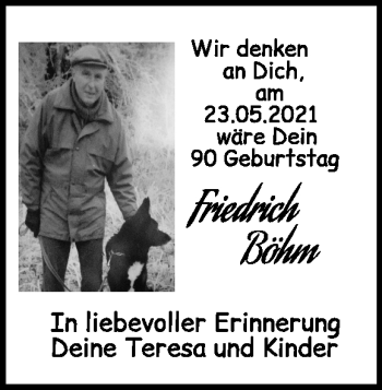 Traueranzeige von Friedrich Böhm von Heidenheimer Zeitung