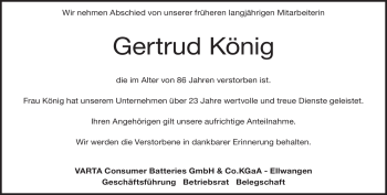 Traueranzeige von Klaus König von Heidenheimer Zeitung
