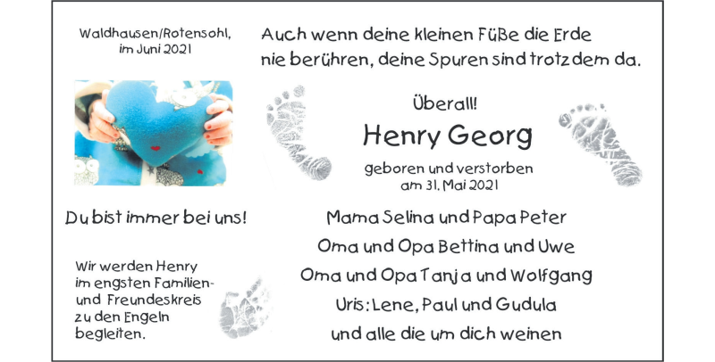  Traueranzeige für Henry Georg Kaufmann vom 05.06.2021 aus Heidenheimer Zeitung