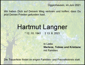 Traueranzeige von Hartmut Langner von Heidenheimer Zeitung