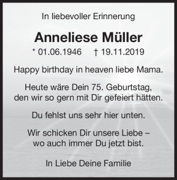 Traueranzeige von Anneliese Müller von Heidenheimer Zeitung