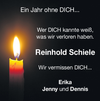 Traueranzeige von Reinhold Schiele von Heidenheimer Zeitung