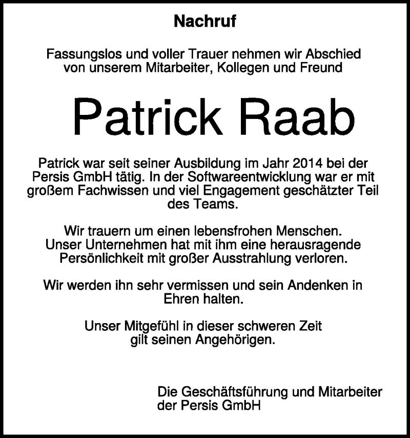  Traueranzeige für Patrick Raab vom 23.07.2021 aus Heidenheimer Zeitung