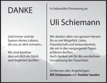 Traueranzeige von Uli Schiemann von Heidenheimer Zeitung