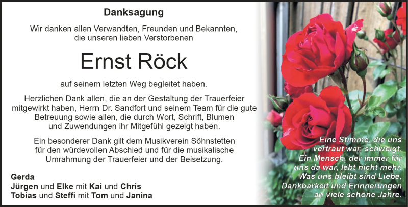  Traueranzeige für Ernst Röck vom 12.08.2021 aus Heidenheimer Zeitung