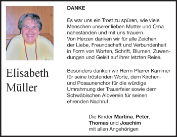 Traueranzeige von Elisabeth Müller von Heidenheimer Zeitung