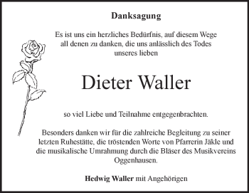 Traueranzeige von Dieter Waller von Heidenheimer Zeitung