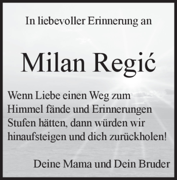 Traueranzeige von Milan Regic von Heidenheimer Zeitung