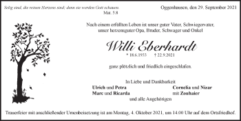 Traueranzeige von Willi Eberhardt von Heidenheimer Zeitung