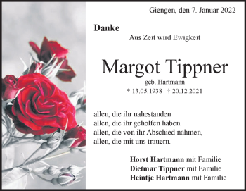 Traueranzeige von Margot Tippner von Heidenheimer Zeitung