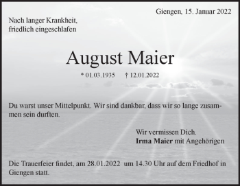 Anzeige August Maier