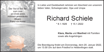 Anzeige Richard Schiele