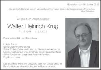 Anzeige Walter Krug