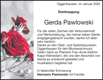 Traueranzeige von Gerda Pawlowski von Heidenheimer Zeitung