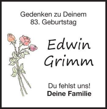Traueranzeige von Edwin Grimm von Heidenheimer Zeitung
