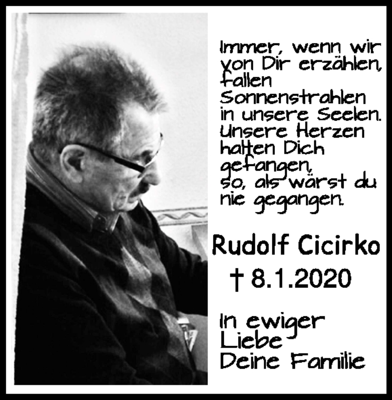  Traueranzeige für Rudolf Cicirko vom 08.01.2022 aus Heidenheimer Zeitung
