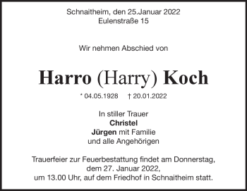 Traueranzeige von Harro Koch von Heidenheimer Zeitung