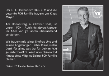 Traueranzeige von Klaus Mayer von Heidenheimer Zeitung