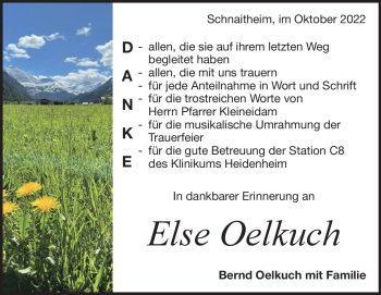 Traueranzeige von Else Oelkuch von Heidenheimer Zeitung