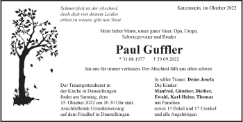 Traueranzeige von Paul Guffler von Heidenheimer Zeitung