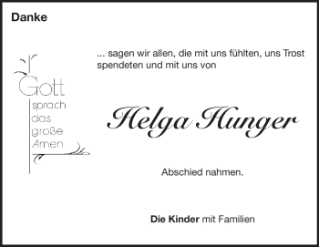Traueranzeige von Helga Hunger von Heidenheimer Zeitung