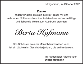 Traueranzeige von Berta Hofmann von Heidenheimer Zeitung