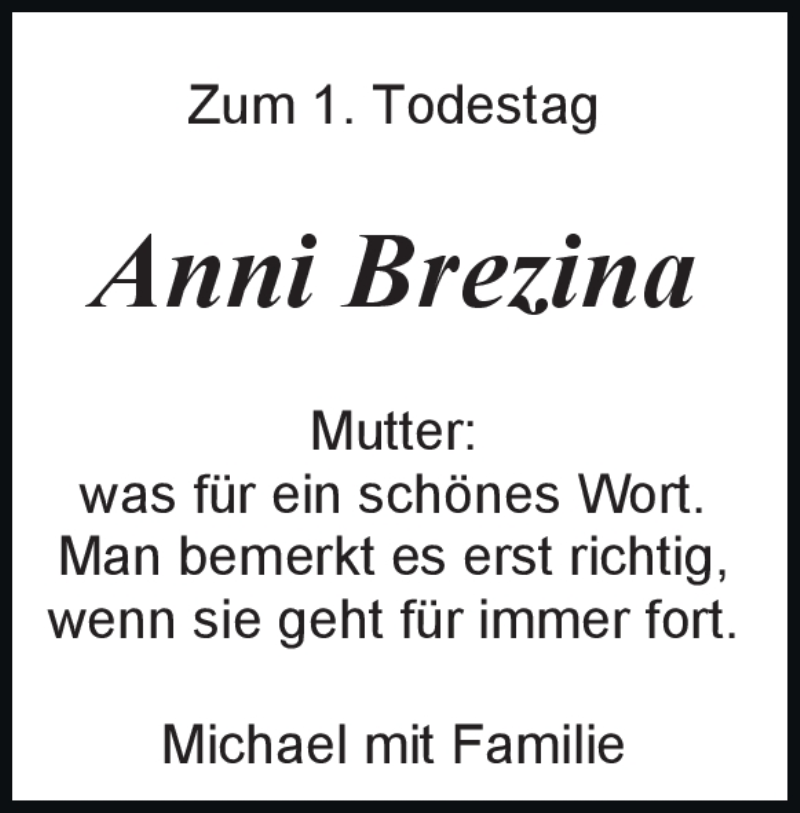  Traueranzeige für Anni Brezina vom 08.10.2022 aus Heidenheimer Zeitung