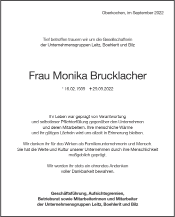 Traueranzeige von Monika Brucklacher von Heidenheimer Zeitung