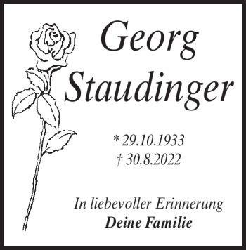 Traueranzeige von Georg Staudinger von Heidenheimer Zeitung