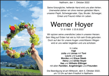 Traueranzeige von Werner Hoyer von Heidenheimer Zeitung