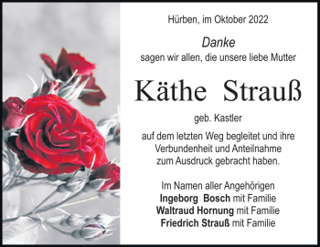 Traueranzeige von Käthe Strauß von Heidenheimer Zeitung