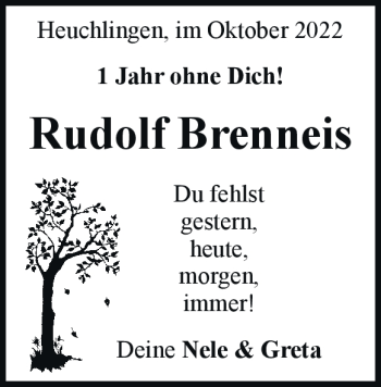 Traueranzeige von Rudolf Brenneis von Heidenheimer Zeitung