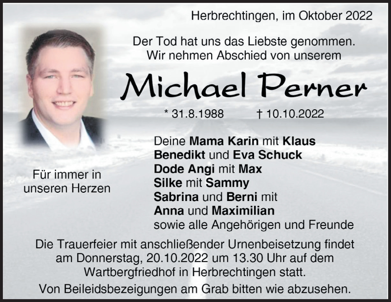  Traueranzeige für Michael Perner vom 15.10.2022 aus Heidenheimer Zeitung