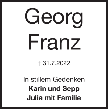Traueranzeige von Georg Franz von Heidenheimer Zeitung