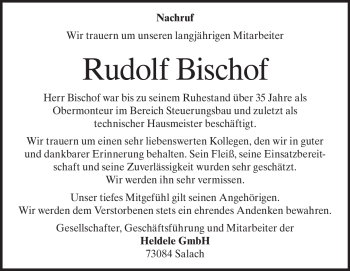 Traueranzeige von Bernhard Schilk von Heidenheimer Zeitung