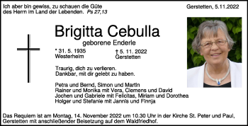 Traueranzeige von Brigitta Cebulla von Heidenheimer Zeitung