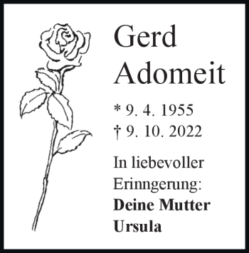 Traueranzeige von Gerd Adomeit von Heidenheimer Zeitung
