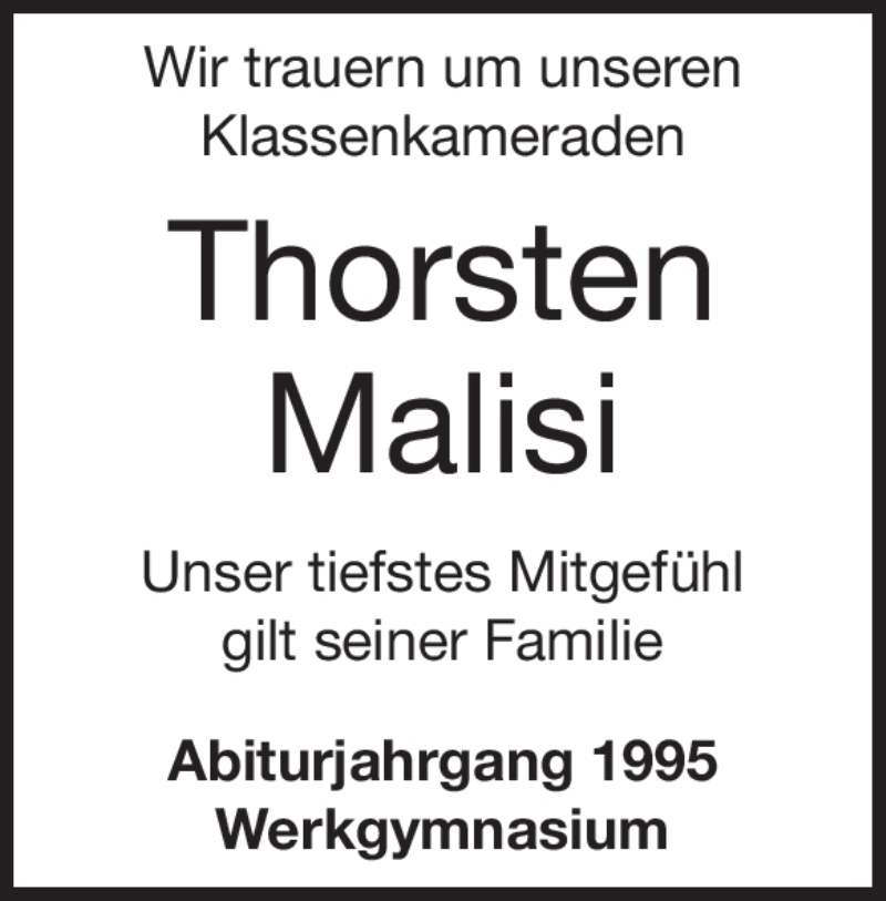  Traueranzeige für Thorsten Malisi vom 11.11.2022 aus Heidenheimer Zeitung