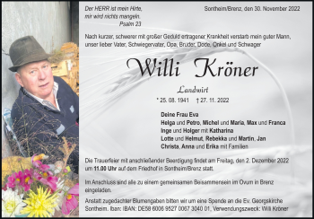 Anzeige Willi Kröner