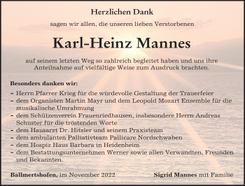 Traueranzeige von Karl-Heinz Mannes von Heidenheimer Zeitung