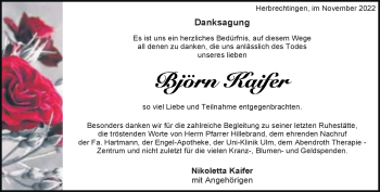 Traueranzeige von Björn Kaifer von Heidenheimer Zeitung