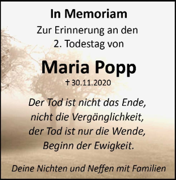 Traueranzeige von Maria Popp von Heidenheimer Zeitung
