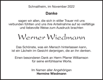 Traueranzeige von Werner Wiedmann von Heidenheimer Zeitung
