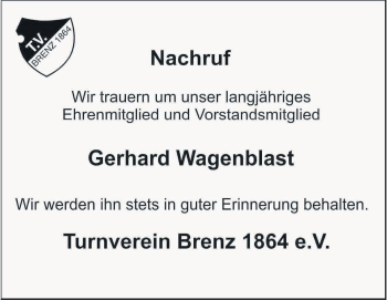 Traueranzeige von Gerhard Wagenblast von Heidenheimer Zeitung